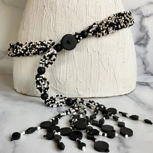 Vintage Black And White Beaded Belt